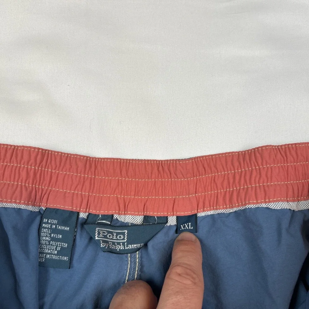 VTG Polo Ralph Lauren Board Shorts Mens Sz XXL Blue Swim Trunks Mesh Pony Cargo